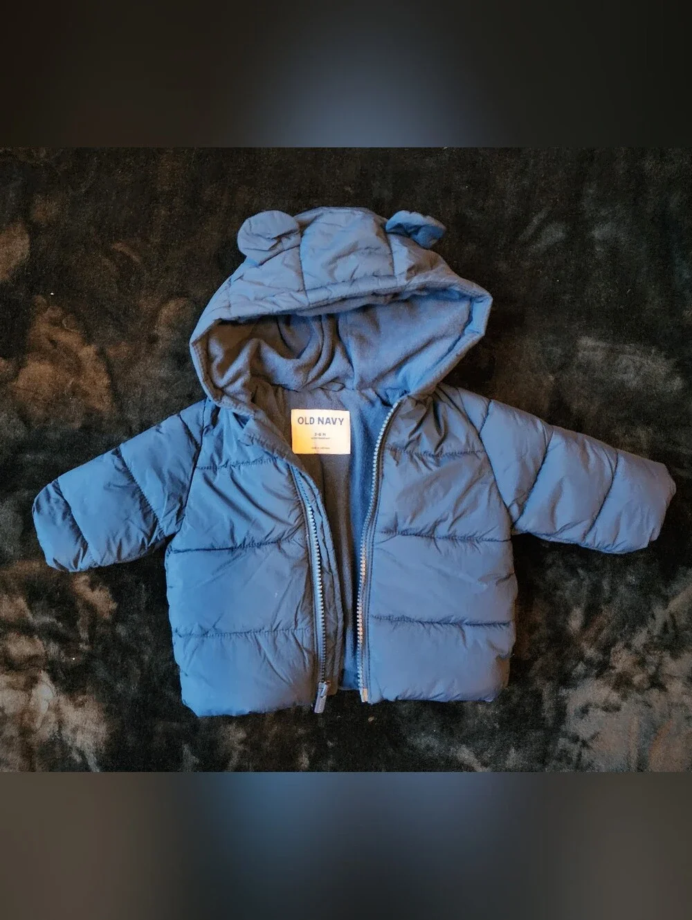 Old Navy Toddler Blue Hooded Puffer Jacket with Ear Accent